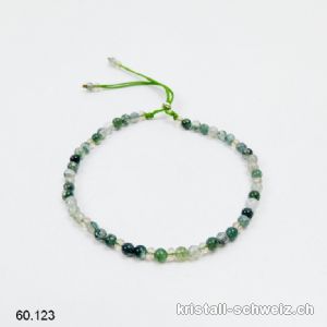 Armband Achat - Moosachat 3,5 mm, verstellbar ca. 17 bis 19 cm. Gr. S bis M