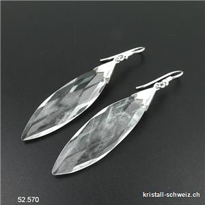 Ohrhänger Bergkristall facettiert aus 925 Silber. Einzelpaar