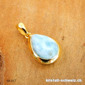 Anhänger Larimar aus 925 Silber vergoldet. Unikat