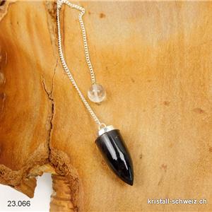 Pendule Tourmaline noire 2,5 cm en argent