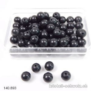 Schungit satiniert, Kugel gebohrt 6 mm