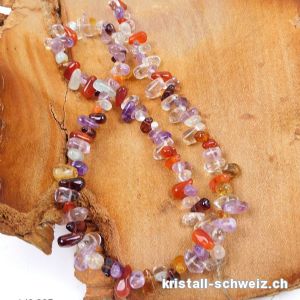Strang Bergkristall u. Mix, Pampeln 5 - 10 mm / 40 cm. Unikat