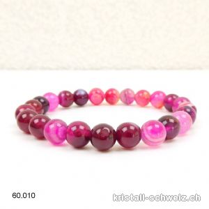 Armband Achat dunklerosa 8 mm / 19 - 19,5 cm