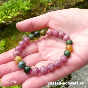 Armband Turmalin bunt 8,5 mm / 18 cm. Gr. M