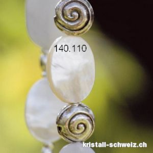 Schnecke 9 mm gebohrt, Zwischenteil 925er Silber