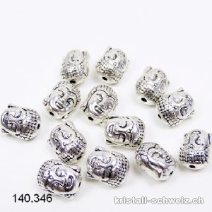 Zwischenteil Buddha Metall versilbert 9 x 7 mm