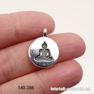 Charm Buddha aus Metall versilbert. Durch. 1,5 cm. SONDERANGEBOT 