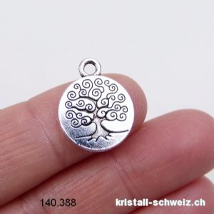 Charm Baum des Lebens aus Metall versilbert. Durch. 1,5 cm. SONDERANGEBOT 