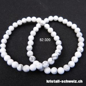 Armband Magnesit - Howlith weiss 6-6,5 mm / 18,5-19 cm. Grösse ML