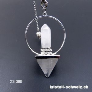 Pendel Bergkristall Pyramid. Höhe mit Metallkreis 6 cm