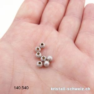 1 x Perle aus 925 Silber, diamantiert hell 4 mm / Bohrung 1,2 mm. SONDERANGEBOT