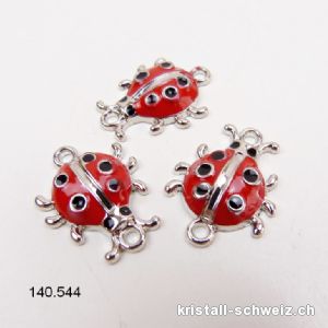 Zwischenteil Marienkäfer mit 2 Ösen, aus Metall 2,5 x 2 cm. SONDERANGEBOT