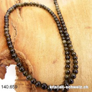 Strang Obsidian gold und geraucht 4,5 mm / 39 cm, ca. 90 Kugeln