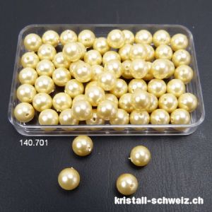 Muschelkern beschichtet pastelgelb-golden, Kugel gelocht 6 mm