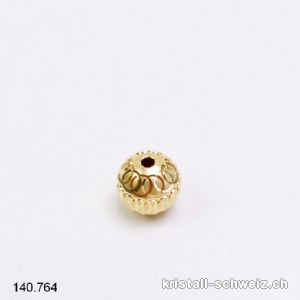 Design Kugel gelocht aus 925 Silber vergoldet 10 mm