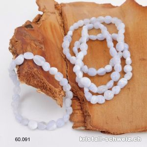 Armband Chalcedon blau 5 - 7 mm,  elastisch 19 cm