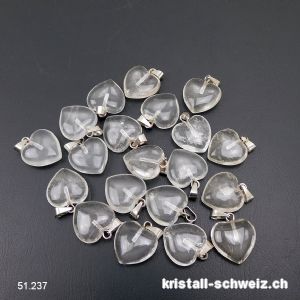 Anhänger Bergkristall Herz 1,5 cm mit Metallöse versilbert. SONDERANGEBOT