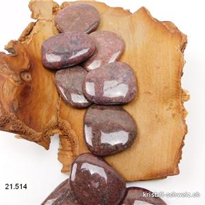 Rhodonit dunkel, flach 3,8 bis 4,5 cm. Größe L - XL