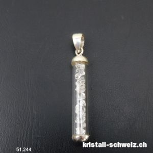 Anhänger Herkimer Diamant Doppelender an 925er Silber, 4 x 0,7 cm