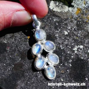 Anhänger Traube Regenbogen Mondstein aus 925 Silber. SONDERANGEBOT