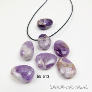 Amethyst-Quarz gebohrt  ca. 2,5 cm mit Lederband. SONDERANGEBOT