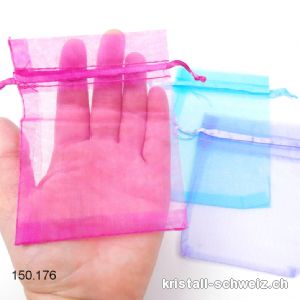 Set 3 Organza Beutel blau-fuchsia-lila 12 x 8,5 cm. SONDERANGEBOT