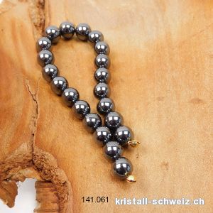 Halb-Strang Hämatit dunkel 8 mm / 15 cm, ca. 20 Kugeln. SONDERANGEBOT