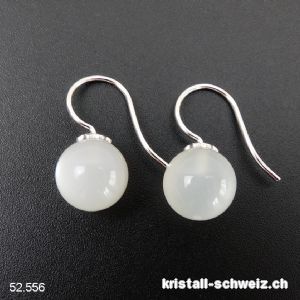 Ohrhänger Mondstein Kugel 10 mm aus 925 Silber rhodiniert