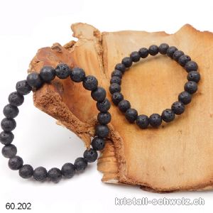 Armband Lava Stein 8 mm, elastisch 18 - 18,5 cm