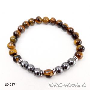 Armband Tigerauge - Hämatit 8 mm / 21 cm