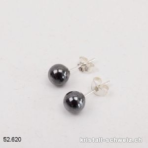 Ohrstecker Hämatit, Kugel 6 mm an 925 Silber