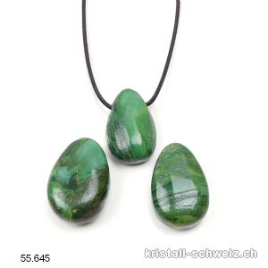 Prasem - Afrika Jade 3 cm, gebohrt mit Lederband. SONDERANGEBOT