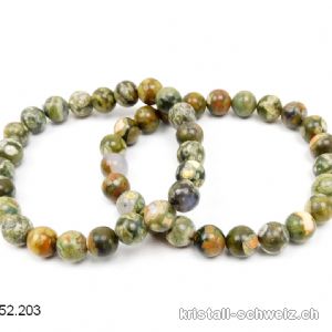 Armband Rhyolith Regenwald grün opalisiert 8,5 mm / 18,5 - 19 cm. Gr. ML