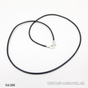 Lederkette schwarz mit Silberverschluss. L. 38 cm