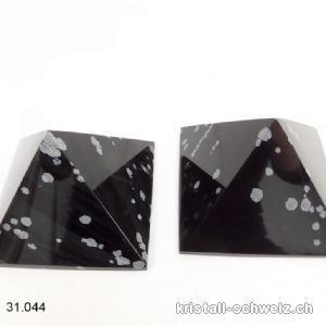 Pyramid Schneeflocken Obsidian, basis 6,7 - 7 cm x hoch 4,7 cm. SONDERANGEBOT