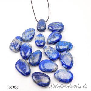 Lapislazuli 2,7 - 3 cm gebohrt mit Lederband