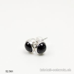 Ohrstecker Onyx schwarz Cabochons 6 mm / 925 Silber Rhodiniert