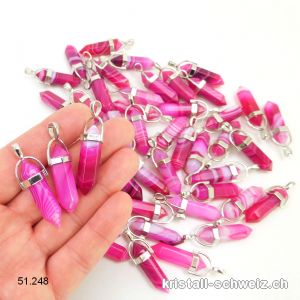 Anhänger Achat rosa Doppelender an Metall 4 cm. SONDERANGEBOT