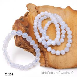 Armband Chalcedon blau 8,5 mm, elastisch 19 cm. A-Qual.