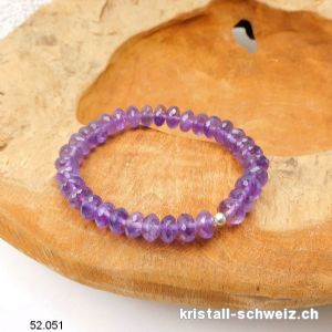 Armband Amethyst facettierte Buttons 8 - 9 mm, elastisch 18,5 - 19 cm