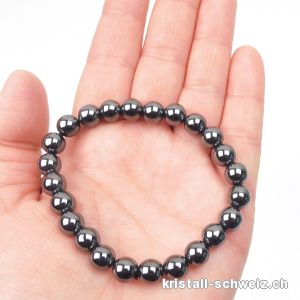 Armband Hämatit 8 mm, elastisch 18,5 - 19 cm