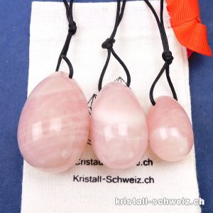 Set 3 YONI Eier Rosenquarz, Gebohrt. SONDERANGEBOT