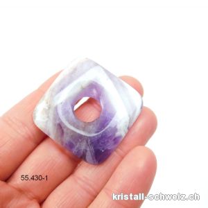 Amethyst Chevron, Donut quadratisch 3,5 cm. Unikat