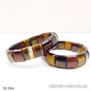 Armband Tigerauge - gold - rot - Falkenauge 1 x 1,5 cm, elastisch 19 cm