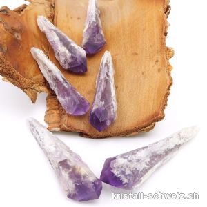 Amethyst dünne Rohspitze aus Brasilien 6,7 bis 7,5 cm. SONDERANGEBOT