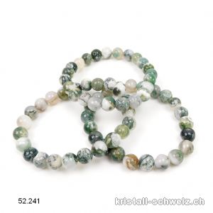 Armband Achat Baumachat - Moosachat 8 - 8,5 mm, elastisch 18,5 - 19 cm