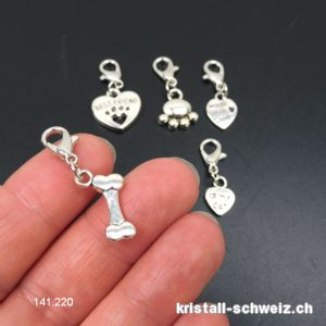 Los 5 Charms 1 bis 1,5 cm und Haken, aus Metall versilbert. SONDERANGEBOT