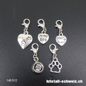 Los 5 Charms 1 bis 1,5 cm und Haken, aus Metall versilbert. SONDERANGEBOT