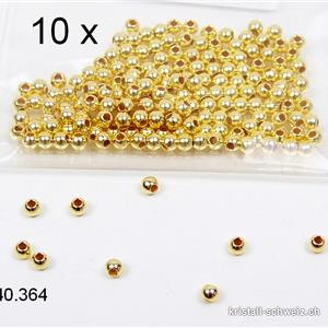 10 Stk - Perlen oder Questschösen 2 mm, 925 Silber vergoldet