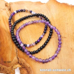 3 Armbänder SPIRITUALITÄT, Amethyst - Onyx schwarz - Achat lila. SonderangebotT